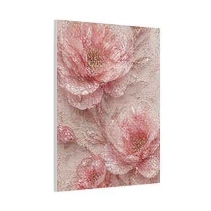 Crushed Glass Pink Floral Relief Wall Art & Canvas Print
