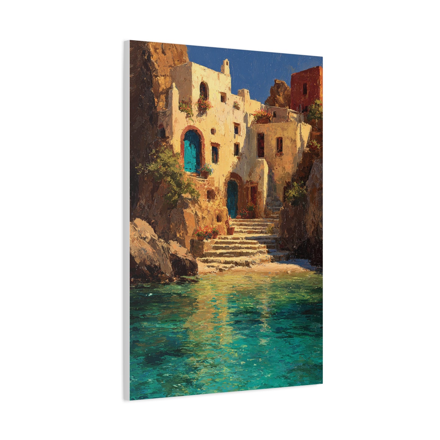 Mediterranean Coastal Village Wall Art & Canvas Print