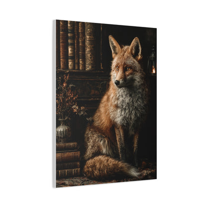 Dark Academia Fox Library Portrait Wall Art & Canvas Print