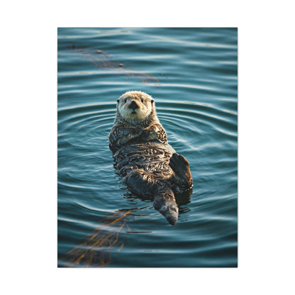 Otter Floating on Water Wall Art & Canvas Prints