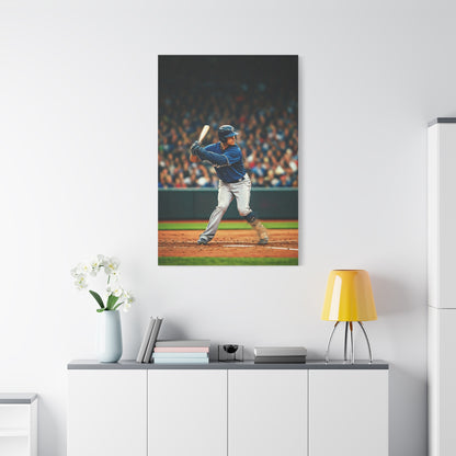 Lone Baseball Player Under Stadium Lights Wall Art & Canvas Prints