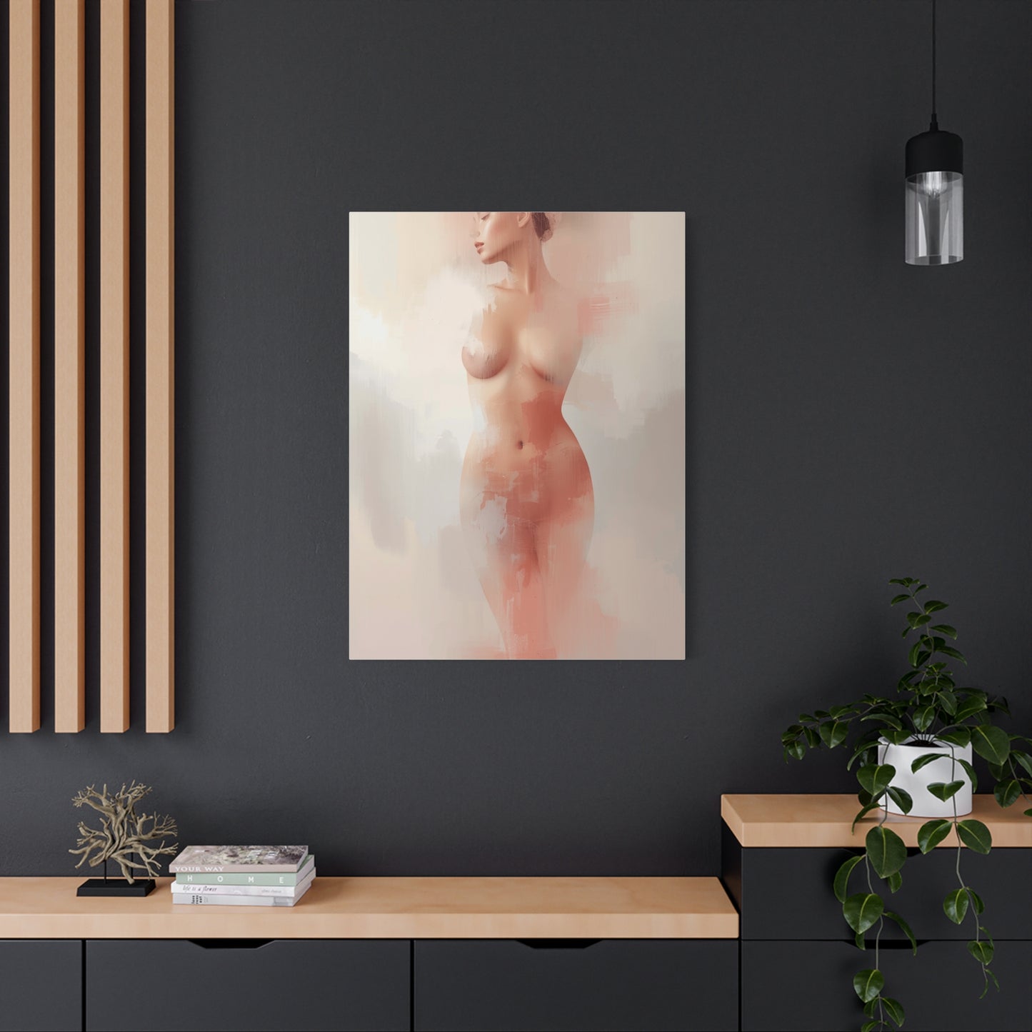 Blush Veil Figure Abstraction Wall Art & Canvas Print