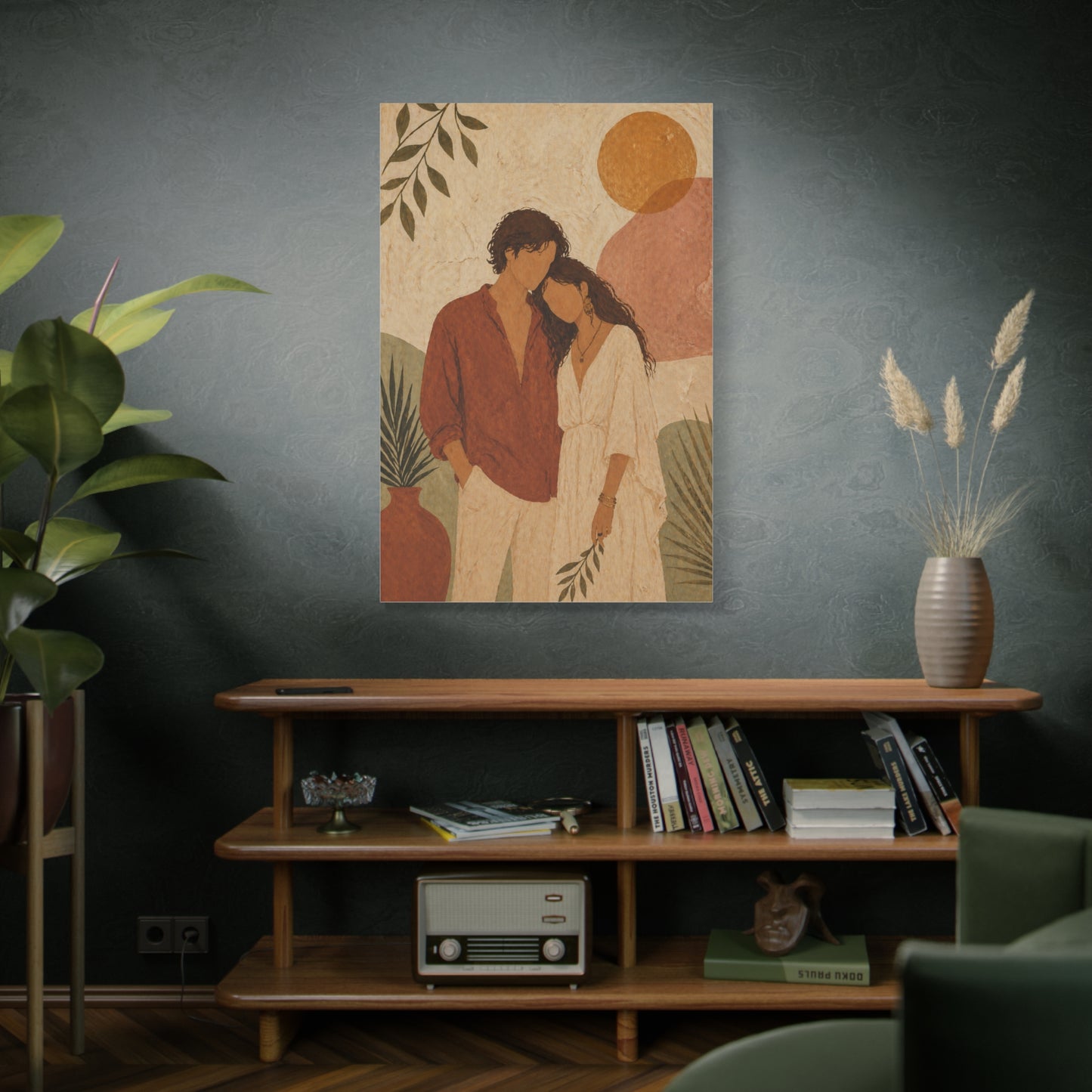 Bohemian Faceless Couple Portrait Wall Art & Canvas Print