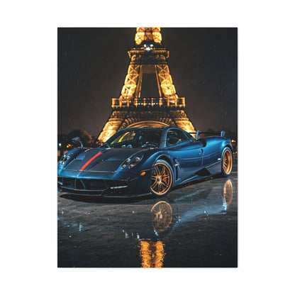 Pagani Huayra Paris Eiffel Tower Night Wall Art & Canvas Prints