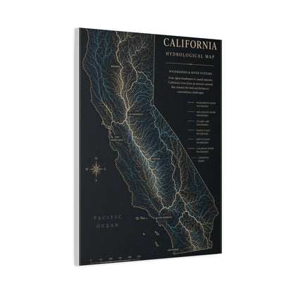 California Hydrological Watershed Map Wall Art & Canvas Print