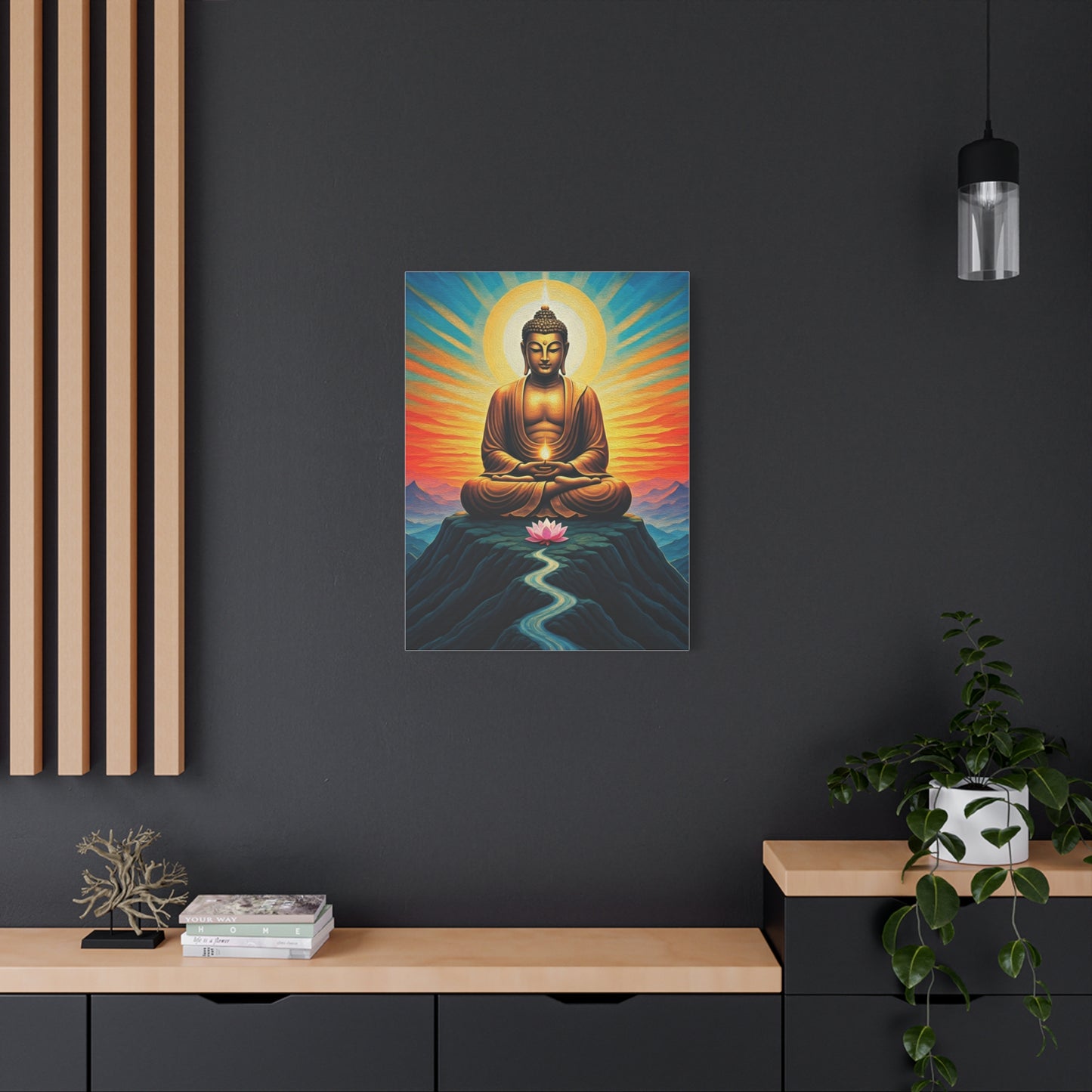 Meditative Buddha with Lotus Path