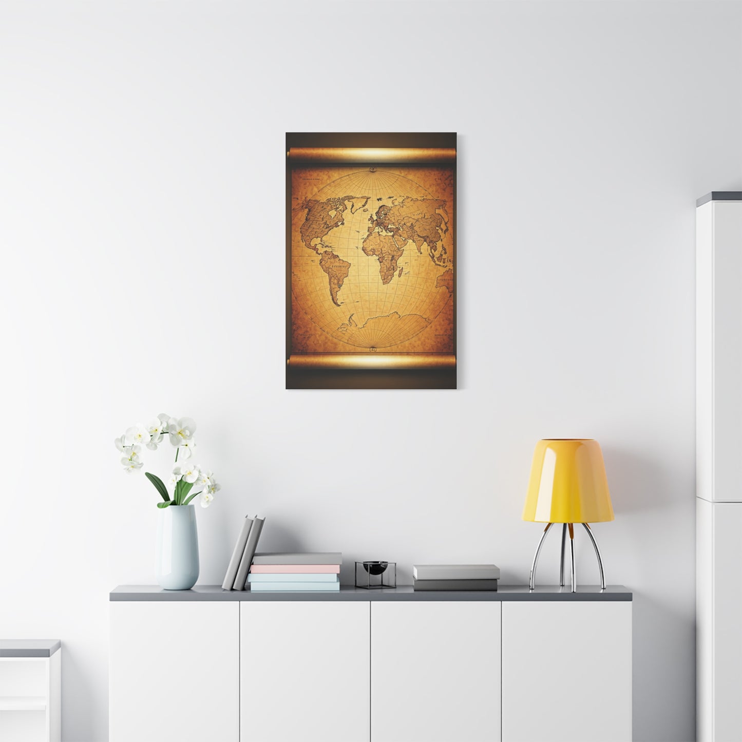 Classic Sepia World Atlas Scroll Wall Art & Canvas Prints