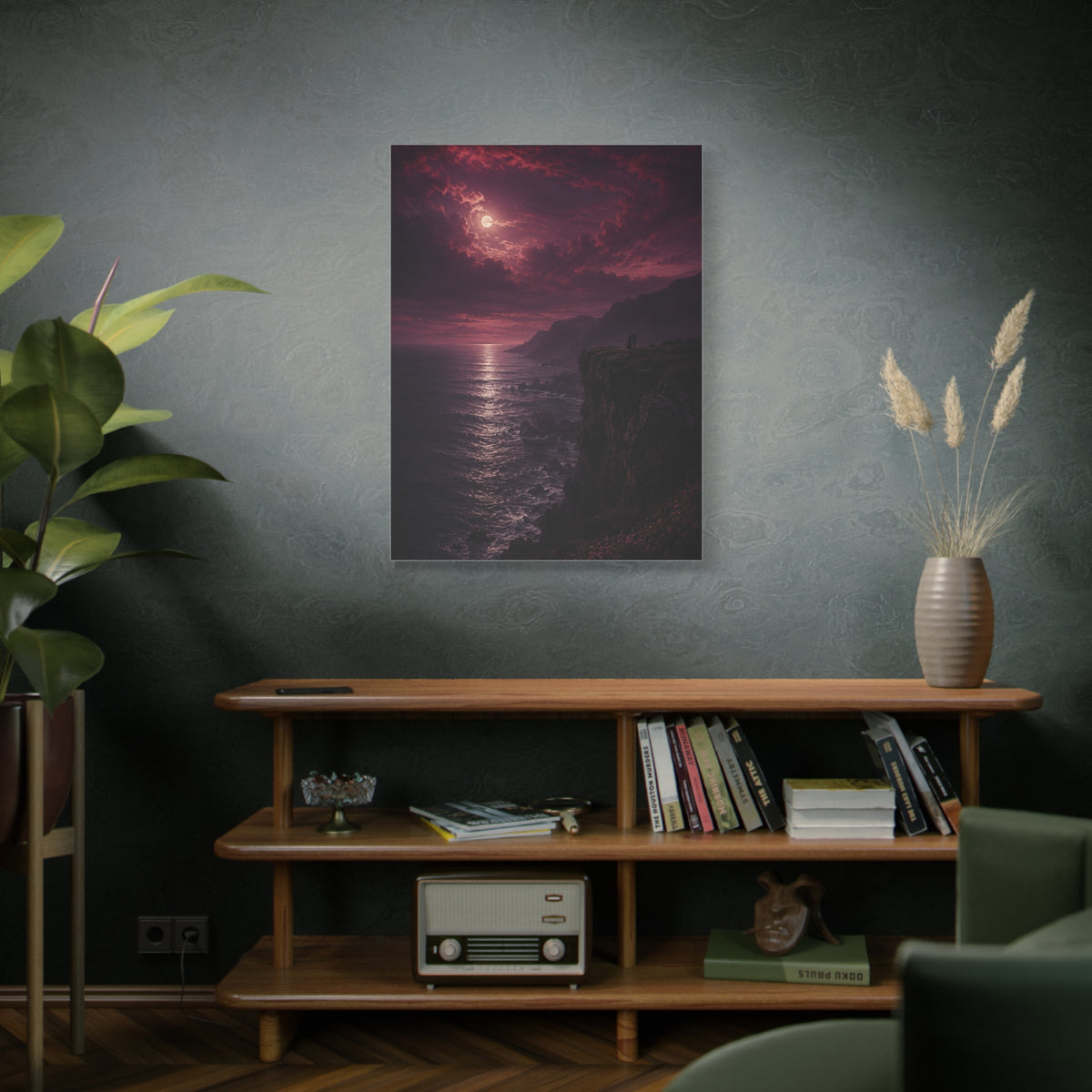 Moonlit Cliffside Love Landscape Wall Art & Canvas Print