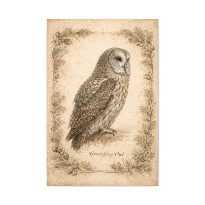 Antique Natural History Owl Study Wall Art & Canvas Print