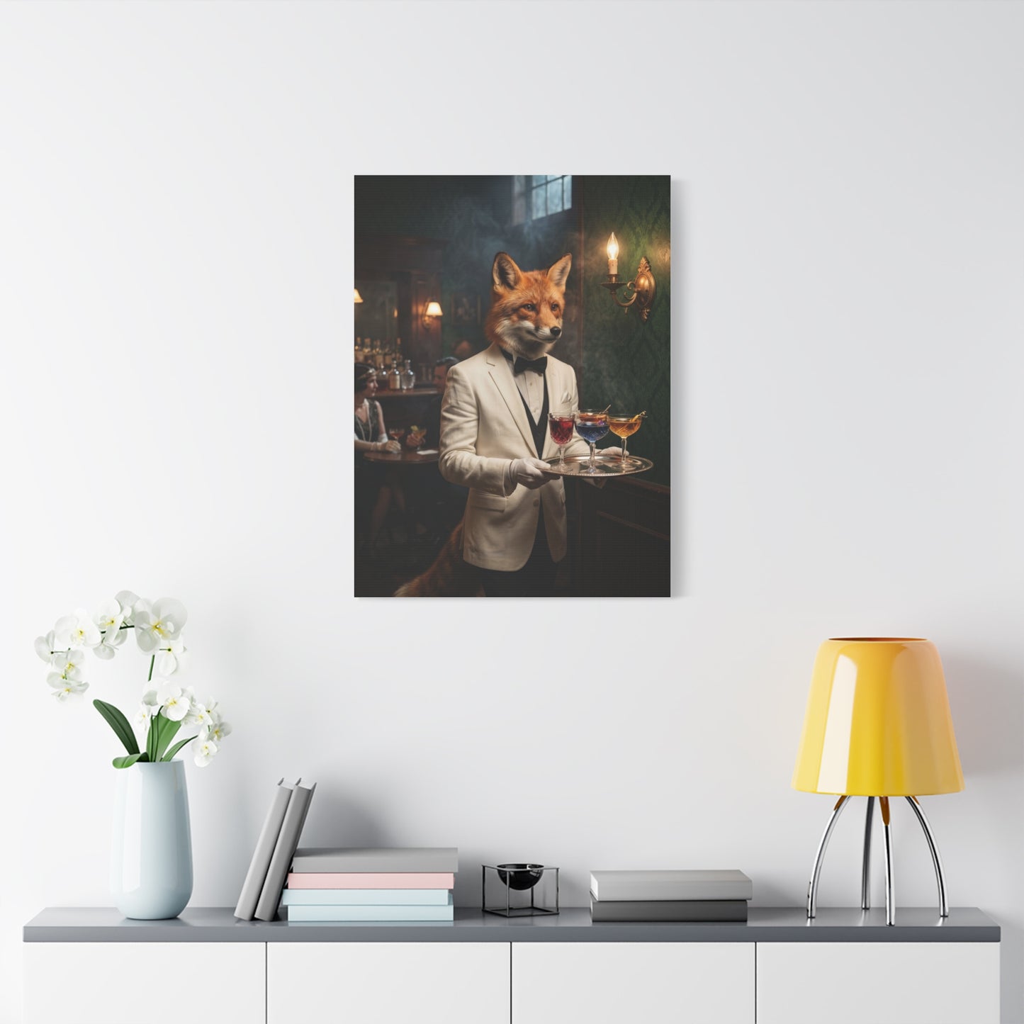 Fox Butler Cocktail Service Portrait Wall Art & Canvas Print