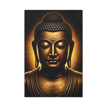 Golden Calm Buddha Portrait Wall Art & Canvas Prints