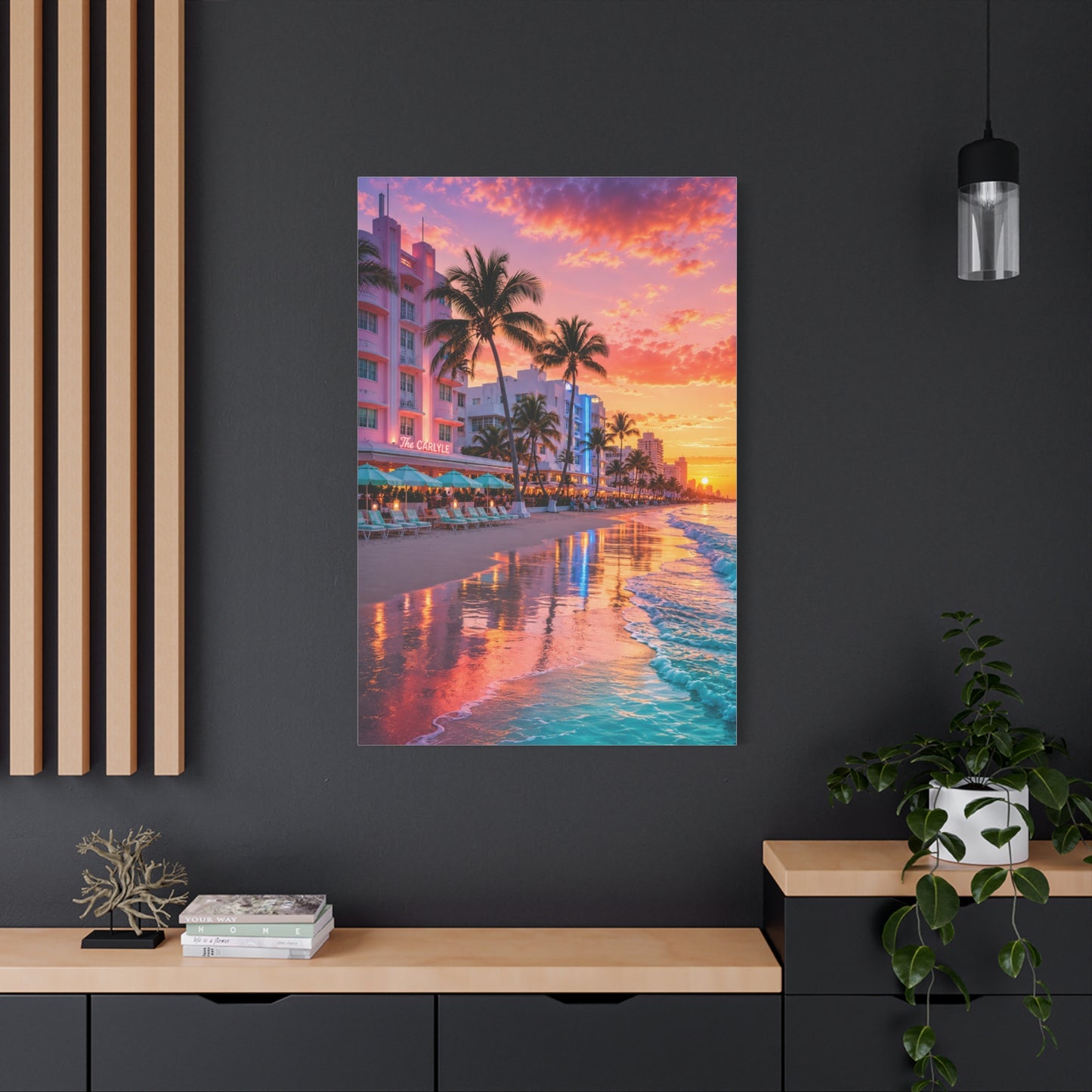 Miami Beach Art Deco Sunset Wall Art & Canvas Print