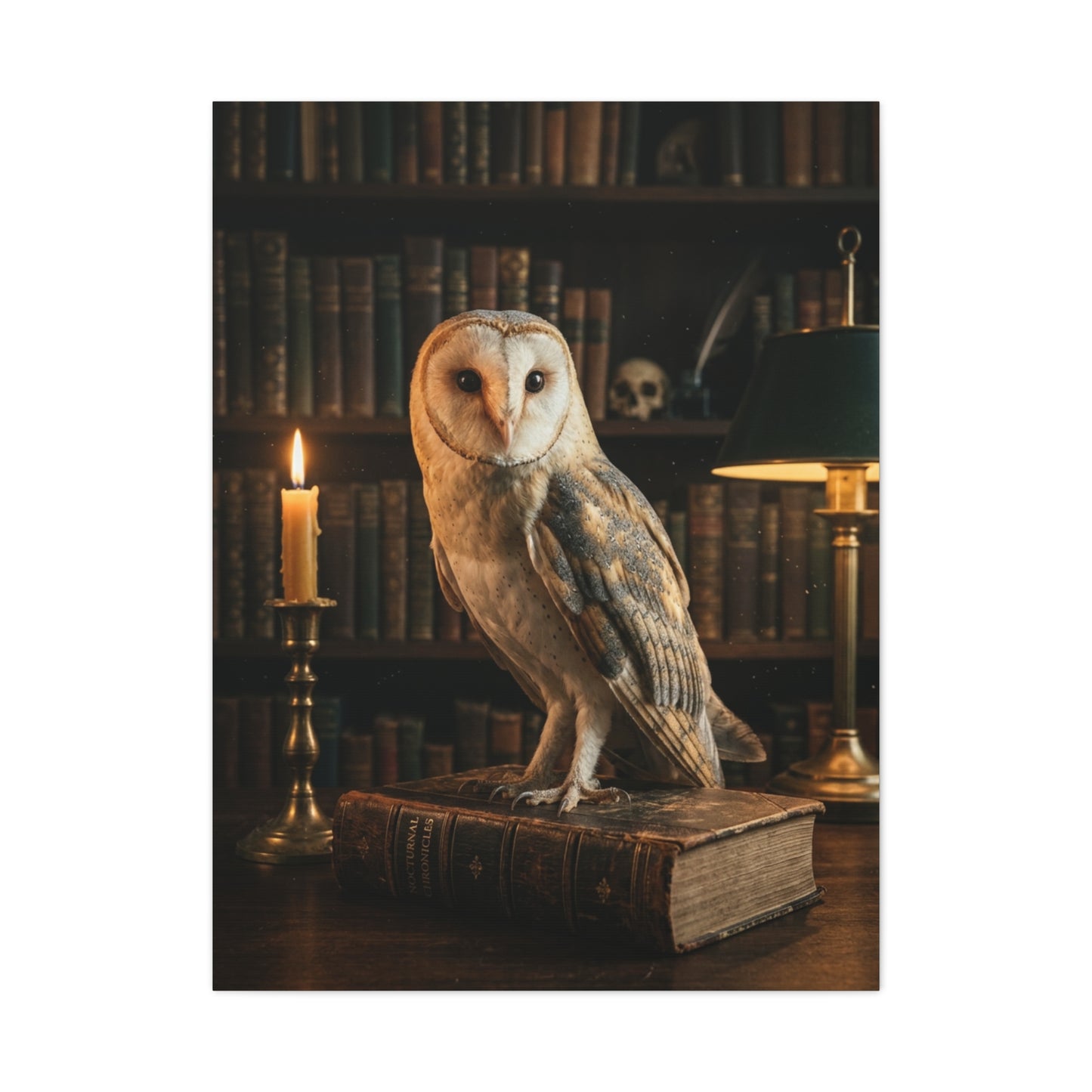 Classic Majestic Barn Owl Library Portrait Wall Art & Canvas Print