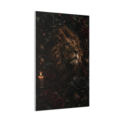Dark Floral Lion Dramatic Portrait Wall Art & Canvas Print