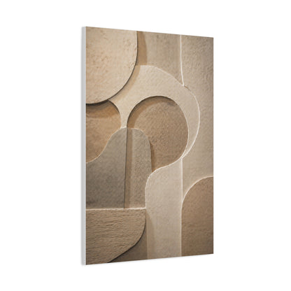 Warm Neutral Plaster Relief Abstract Wall Art & Canvas Print