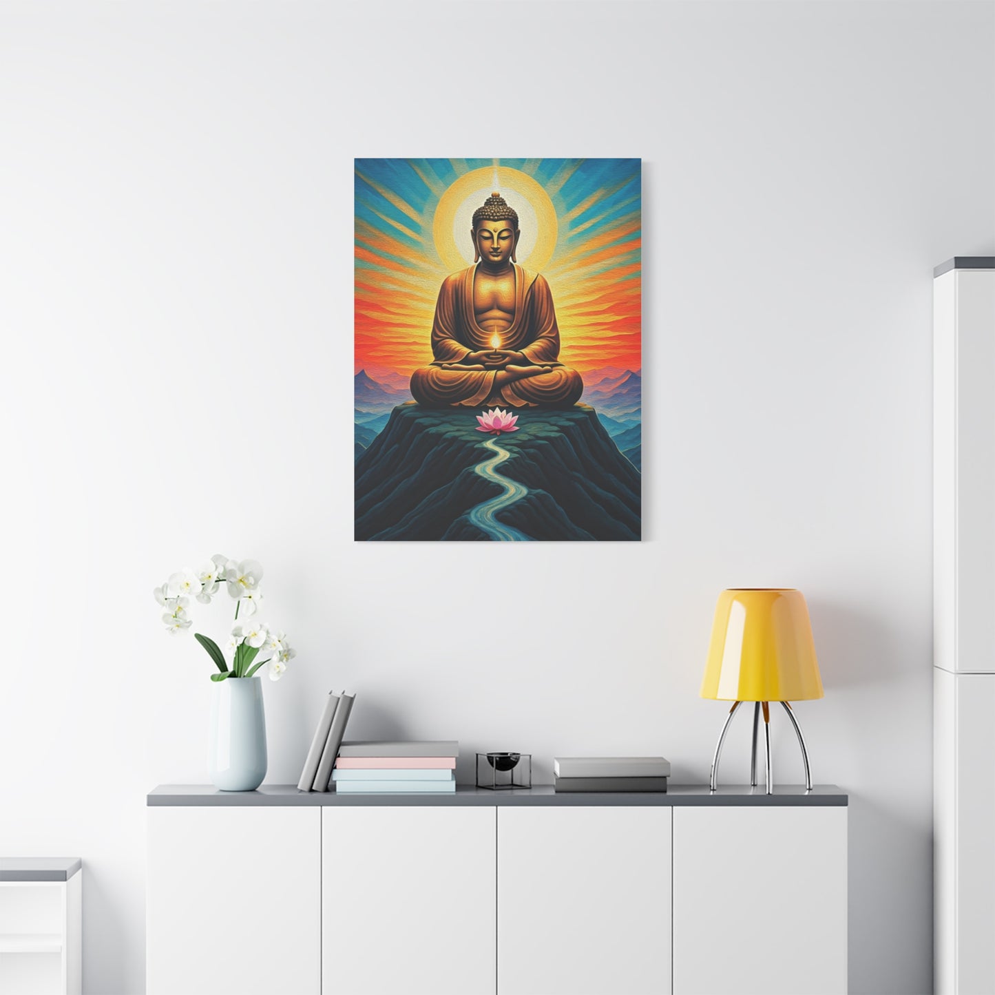 Meditative Buddha with Lotus Path