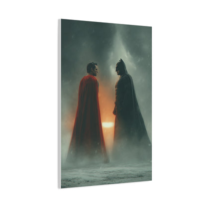 Batman vs Superman Foggy Standoff Poster Wall Art & Canvas Print