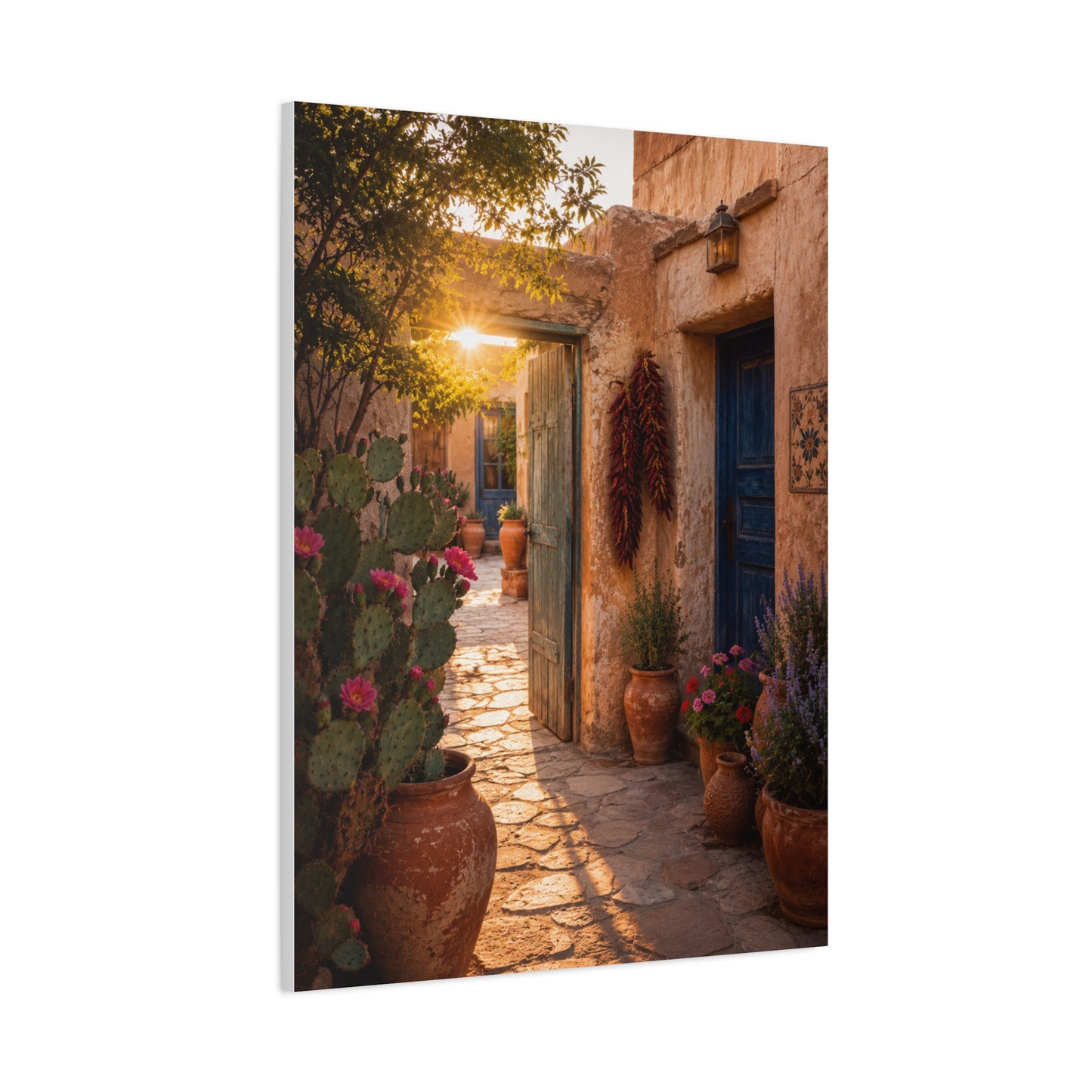 Santa Fe Adobe Courtyard Southwest Wall Art & Canvas Print