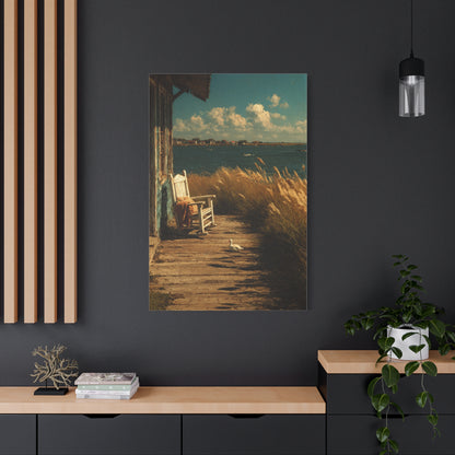 Farmhouse Lakeside Porch Scene Wall Art & Canvas Print