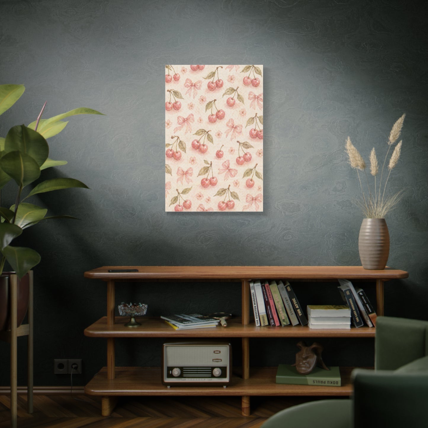 Pink Cherry Pattern Composition Wall Art & Canvas Print