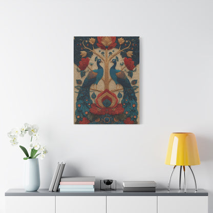 Folk Peacock Tree of Life Wall Art & Canvas Print