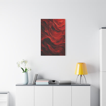Crimson Wave Impasto Texture Wall Art & Canvas Print