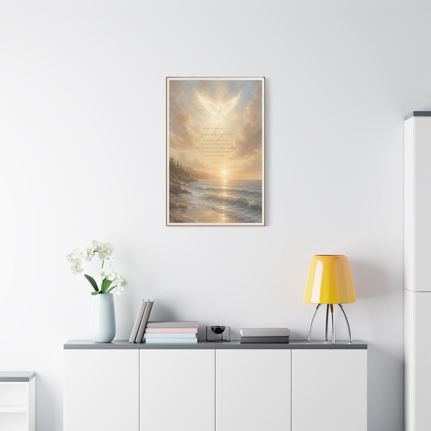 Isaiah Coastal Dove Scripture Wall Art & Canvas Print