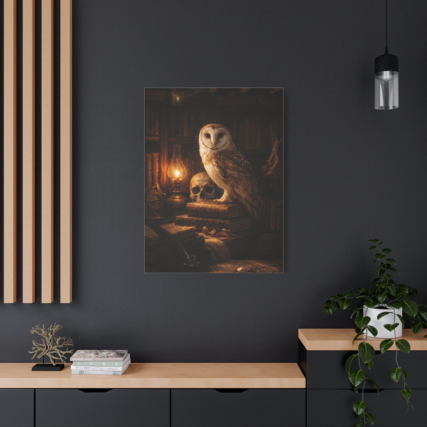Dark Academia Majestic Barn Owl Library Study Wall Art & Canvas Print