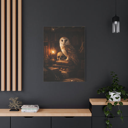 Dark Academia Majestic Barn Owl Library Study Wall Art & Canvas Print