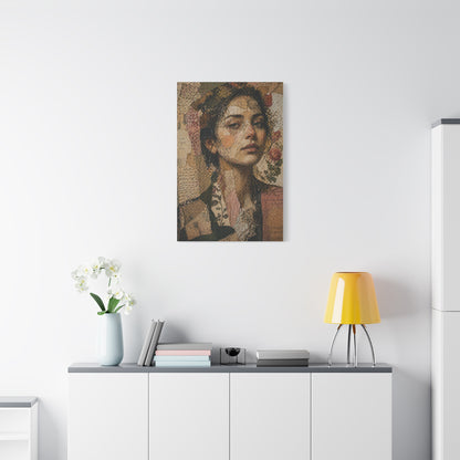 Mixed-Media Feminine Portrait Collage Wall Art & Canvas Print