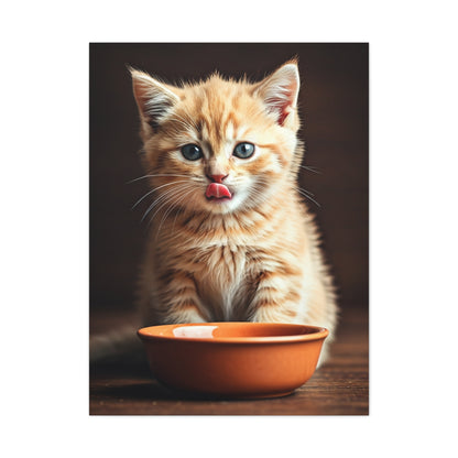 Hungry Kitten Moment Wall Art & Canvas Prints