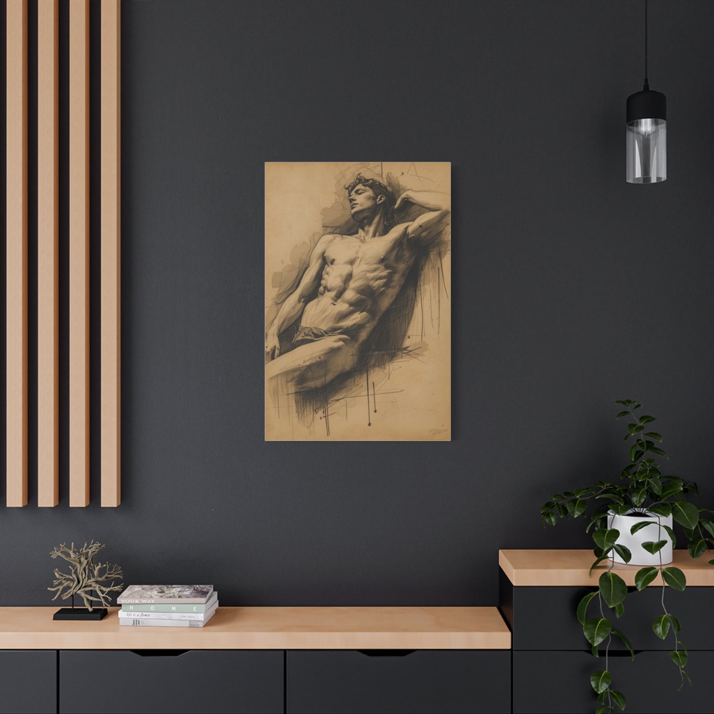 Charcoal Expression Male Study Wall Art & Canvas Print