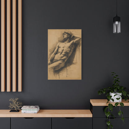 Charcoal Expression Male Study Wall Art & Canvas Print