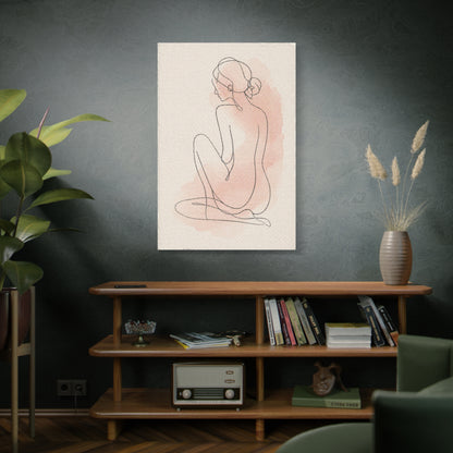 Minimal Blush Line Figure Wall Art & Canvas Print