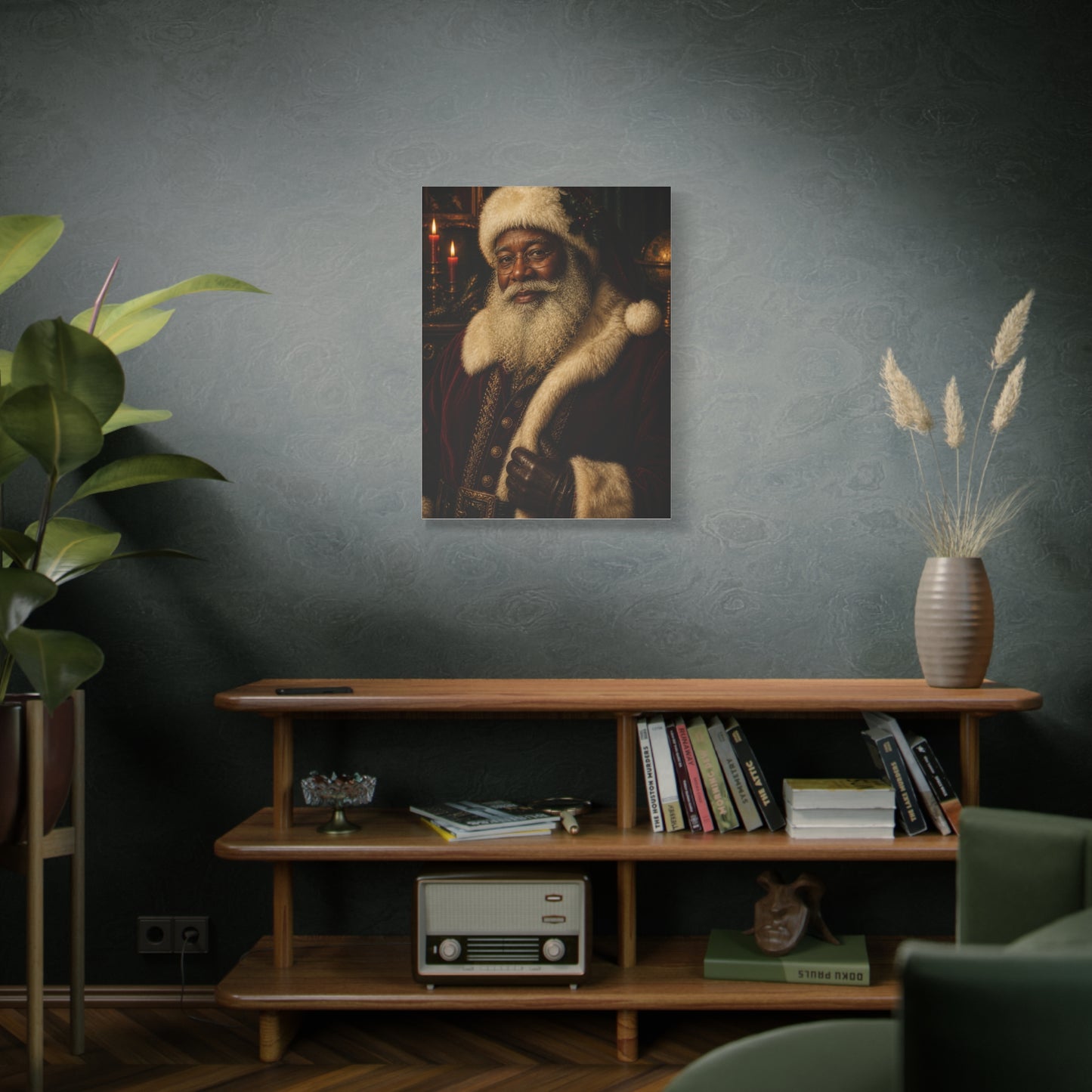 Elegant Black Santa Portrait Wall Art & Canvas Print