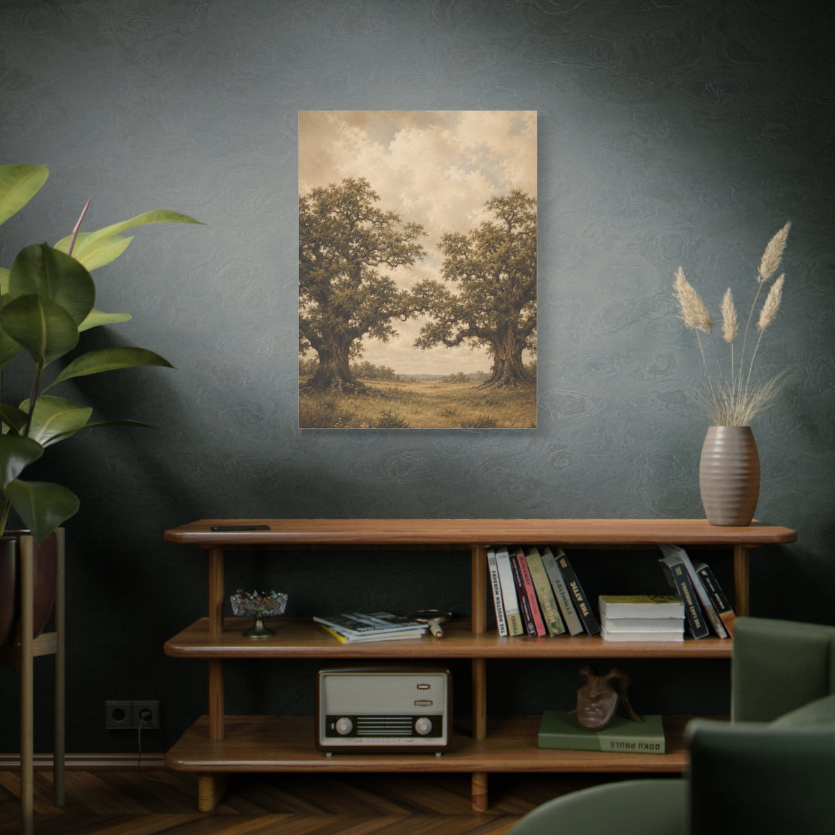 Twin Oak Harmony Landscape Trees Wall Art & Canvas Print