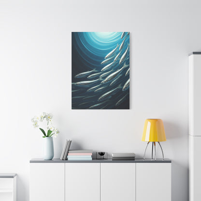 School of Fish in Deep Blue Ocean Wall Art & Canvas Prints