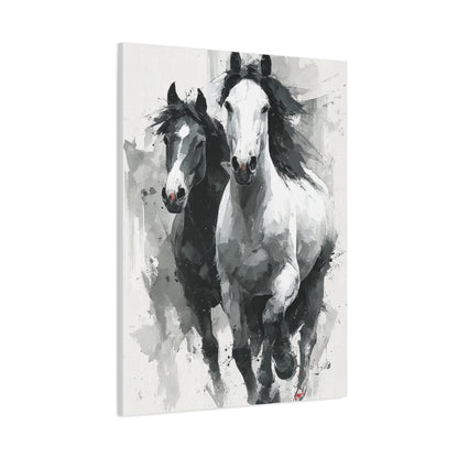 Monochrome Running Horses Abstract Wall Art & Canvas Print
