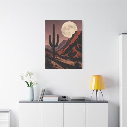 Desert Moonrise Cactus Landscape Wall Art & Canvas Print