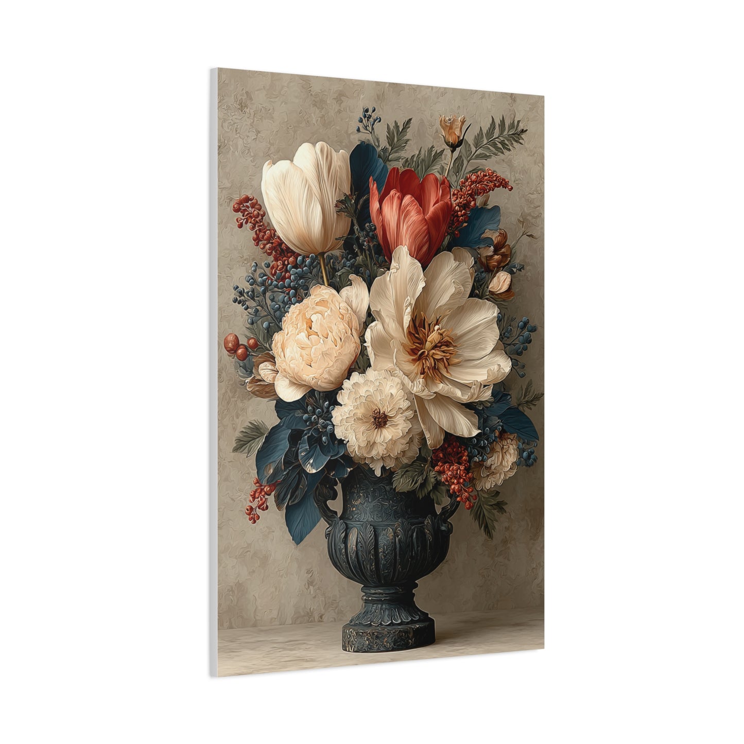Scandinavian Folk Floral Urn Wall Art & Canvas Print
