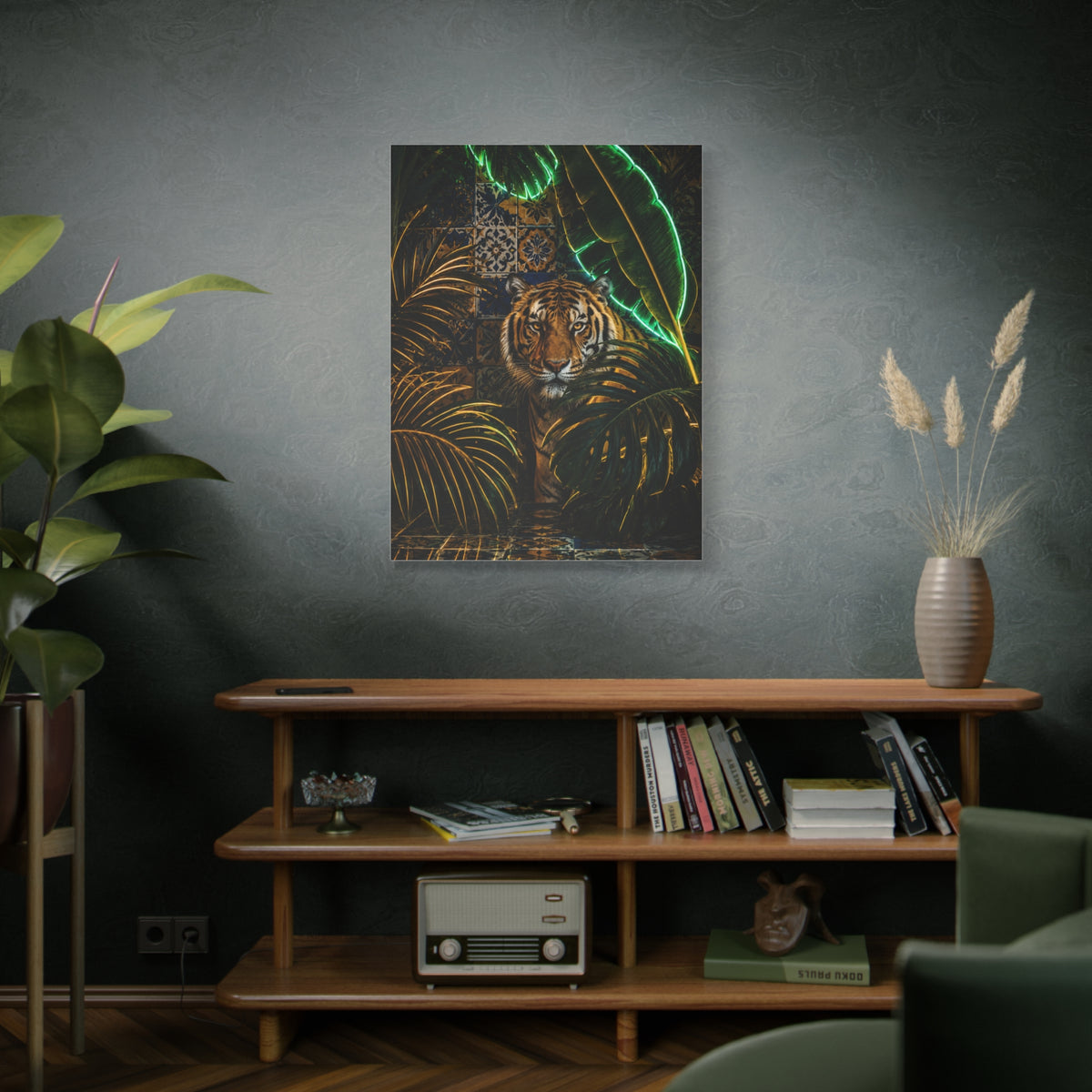 Neon Jungle Tiger Luxe Statement Tropical Wall Art & Canvas Print