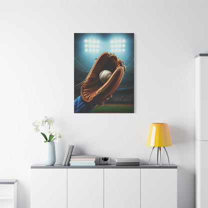 Baseball Glove Catch Under Stadium Lights Wall Art & Canvas Prints