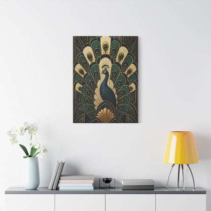 Art Deco Peacock Fan Composition Wall Art & Canvas Print