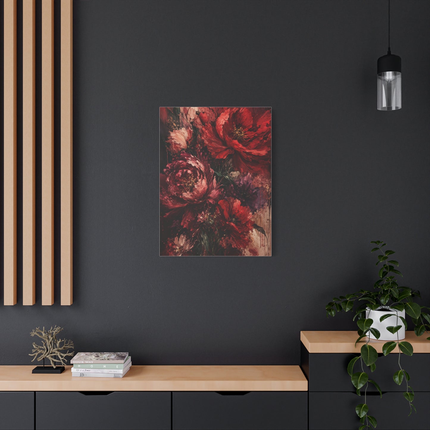 Red Floral Expressionist Painting Wall Art & Canvas Print