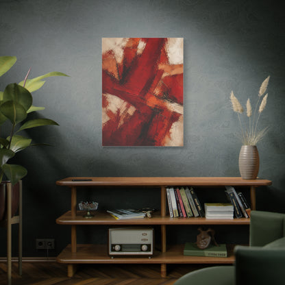 Abstract Crimson Cross Composition Wall Art & Canvas Print