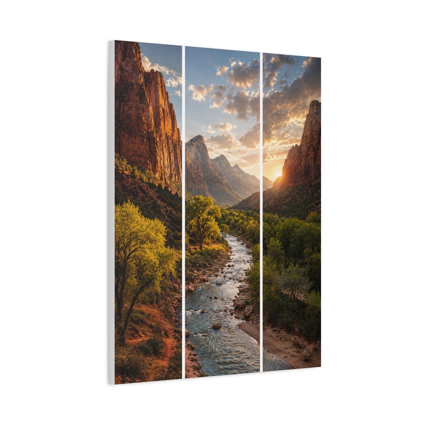 Zion Canyon Triptych Landscape Wall Art & Canvas Print