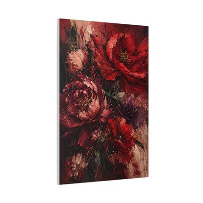 Red Floral Expressionist Painting Wall Art & Canvas Print