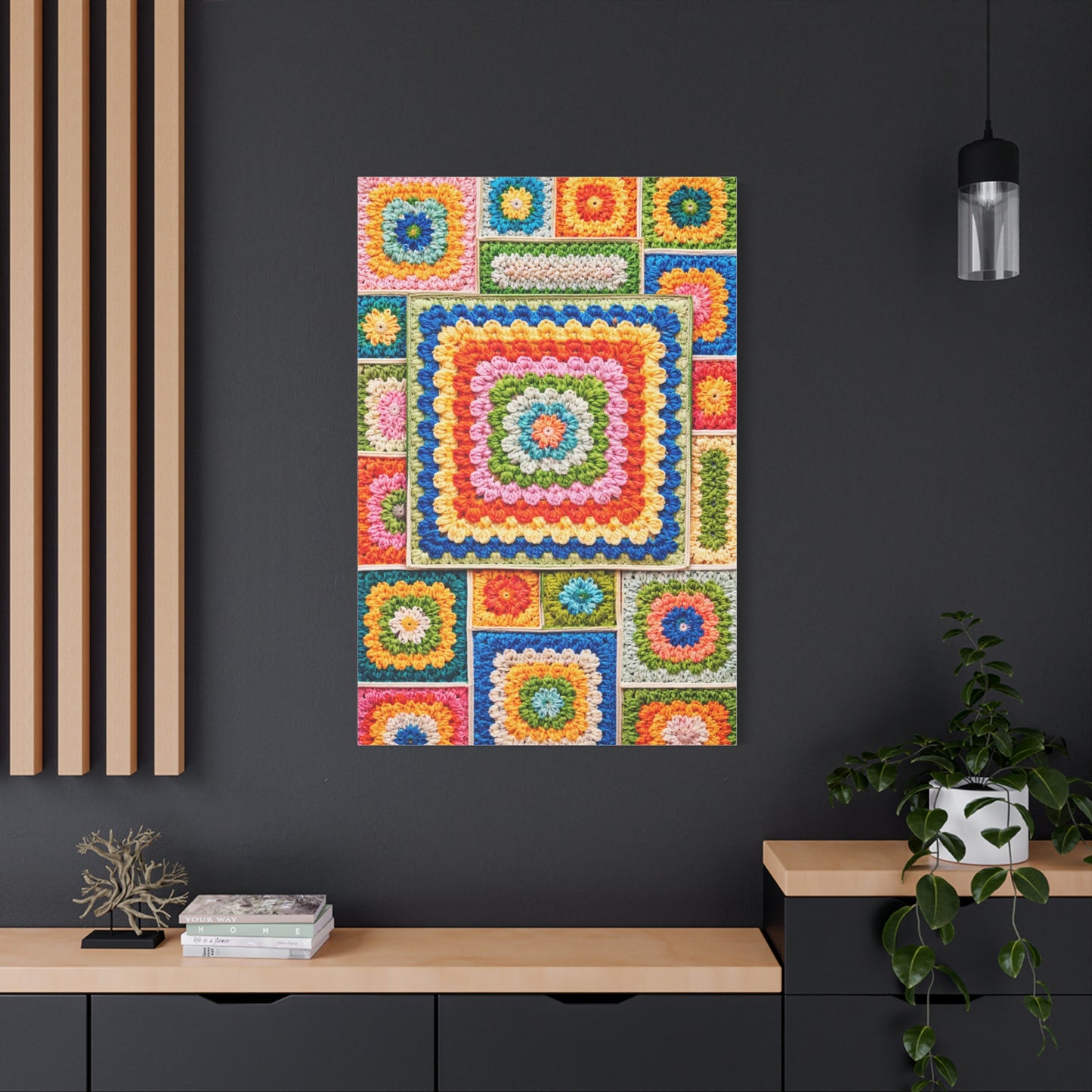 Granny-Square Concentric Abstraction Wall Art & Canvas Print