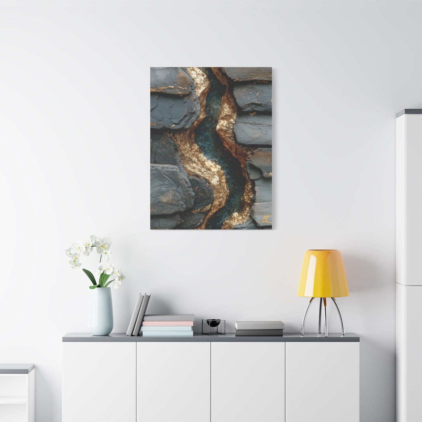 Black and Gold Abstract River Texture Wall Art & Canvas Print