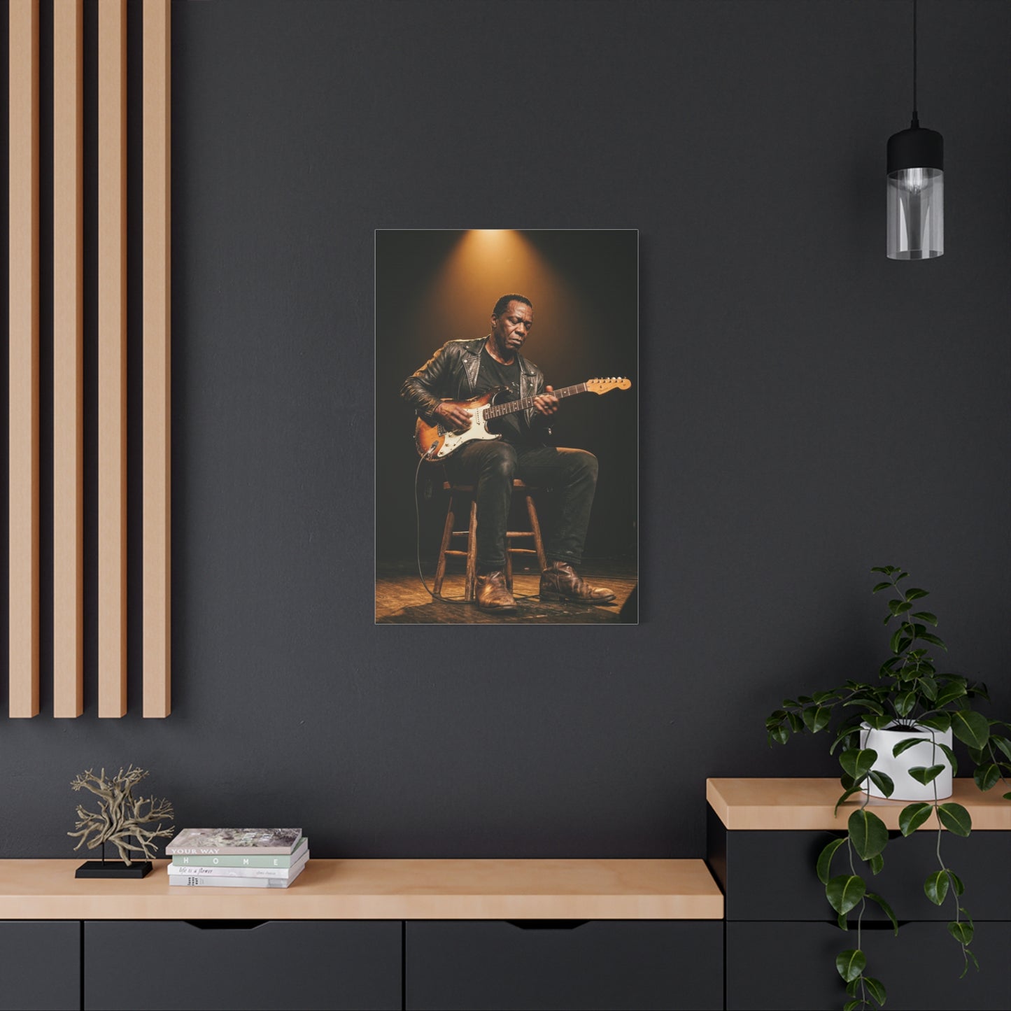 Blues Guitarist Intimate Spotlight Wall Art & Canvas Print